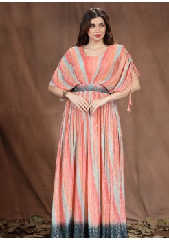 Peach Viscose Designer Gown